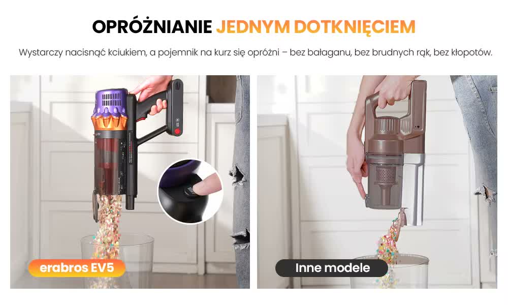 Opròznianie pojemnika jednym dotknieciem